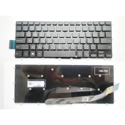 Клавиатура для ноутбуков Dell Inspiron 5368, 5378, 5481, 7460, 5568, 5578, 7560 Series: безрамочная, черная, RU/US раскладка