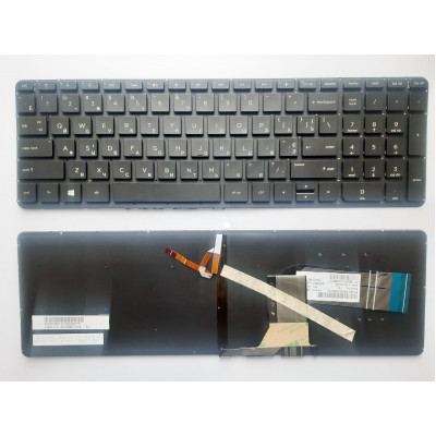 Клавиатура для ноутбуков HP Pavilion 15-P, 17-F Series: черная, без рамки, с подсветкой RU/US - в магазине allbattery.ua