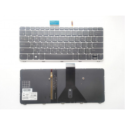 Клавиатура HP EliteBook Folio 1020 G1, 1020 G2: черная с серебристой рамкой, подсветка RU/US