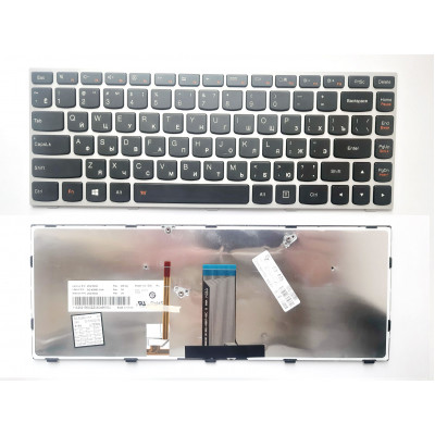 H1: Клавиатура для ноутбуков Lenovo IdeaPad G40-30, G40-70, Z40-70: черная с серебряной рамкой и подсветкой в UA/RU/US | allbattery.ua