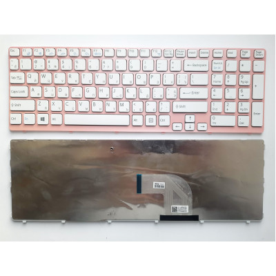 Клавиатура Sony Vaio SVE15 (E15 Series) белая с розовой рамкой RU/US - доступна в магазине allbattery.ua