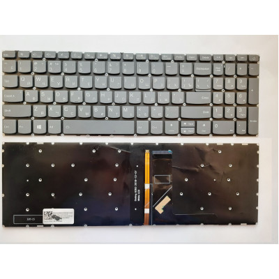 Клавиатура для ноутбуков Lenovo IdeaPad 320-15, 330-15, S145-15 Series серая без рамки с подсветкой RU/US