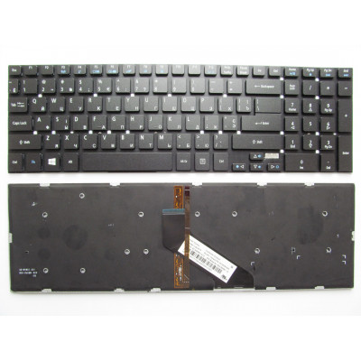 Клавиатура Acer Aspire 5755 series: черная без рамки, с подсветкой UA/RU/US - только в магазине allbattery.ua!