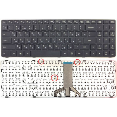 Клавиатура для ноутбуков Lenovo IdeaPad 100-15IBD Series черная с черной рамкой UA/RU/US