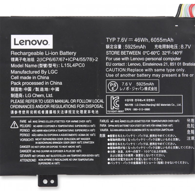 Оригінальна батарея для ноутбука Lenovo L15L4PC0, L15M4PC0 L15S4PC0 (7.6 V, 46Wh, 6055mAh) - Акумулятор, АКБ 