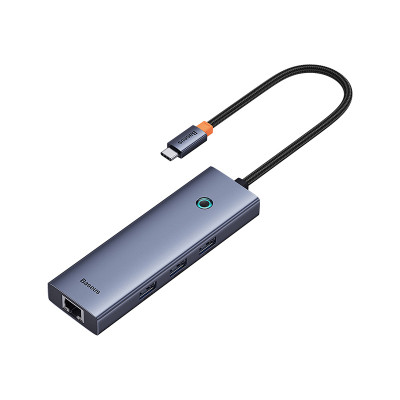 USB Hub Baseus Flite 6-Port Type-C to HDMI4K 60Hz*1+USB 3.0*3+PD*1+RJ45*1 Cерый (B00052807813-00)