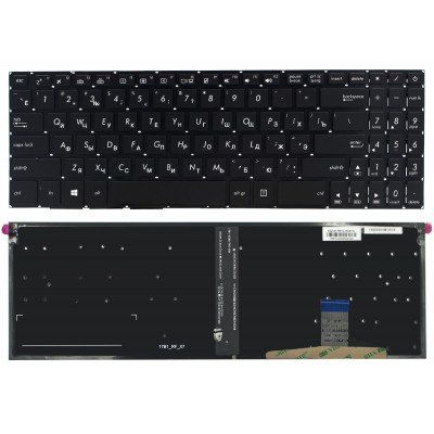 Клавиатура Asus M580GD M580VD M580VN N580VD N580GD: черная, без рамки, подсветка, прямой Enter, PWR Original PRC (0KN1-291US12) - в allbattery.ua