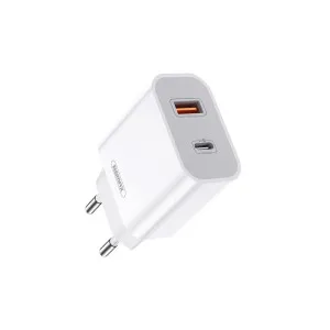 Мережевий зарядний пристрій Remax Surie 2 порти USB + Type-C 20W PD+QC Білий (RP-U68)