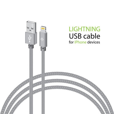 Кабель Intaleo CBGNYL2 USB - Lightning (M/M), 2 м, Grey (1283126477669)