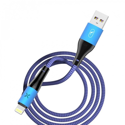 Кабель SkyDolphin S49L LED Aluminium Alloy USB - Lightning (M/M), 1 м, Blue (USB-000566)