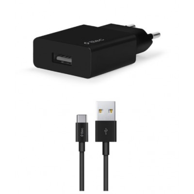Мережевий зарядний пристрій Ttec SmartCharger USB 2.1А Black (2SCS20CS) + кабель USB Type-C