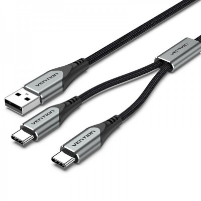 Кабель Vention USB - 2xUSB Type-C (M/M), 0.5 м, Grey (CQOHD)