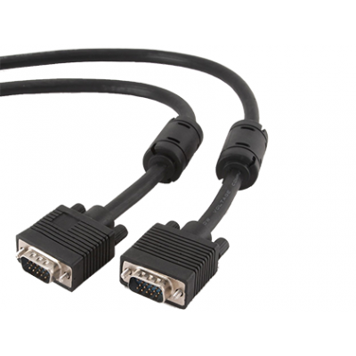 Кабель Cablexpert VGA - VGA (M/M), HD15, з 2-ма фер. кільцями, чорний, 10 м (CC-PPVGA-10M-B) пакет