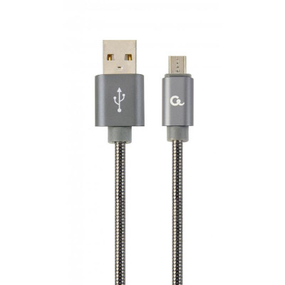 Кабель Cablexpert USB - micro USB V 2.0 (M/M), преміум, 2 м, сірий (CC-USB2S-AMmBM-2M-BG)