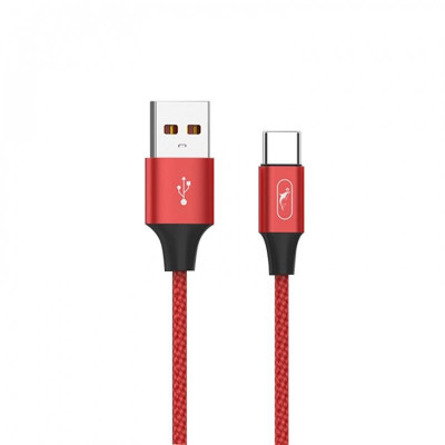 Кабель SkyDolphin S55T Neylon USB - USB Type-C (M/M), 1 м, Red (USB-000437)