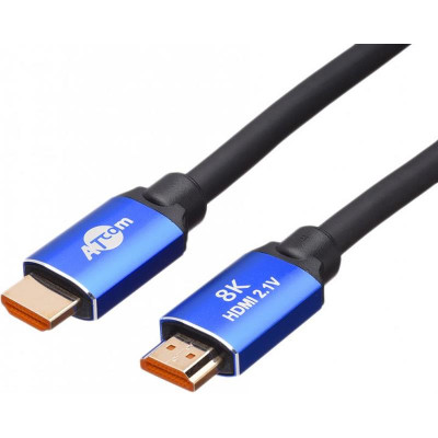 Кабель ATcom HDMI - HDMI V 2.1 (M/M), Real 8K 48Gbps, 5 м, чорний/синій (88855)