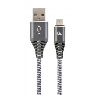 Кабель Cablexpert USB - micro USB (M/M), 2.1 А, преміум, 2 м, сірий (CC-USB2B-AMmBM-2M-WB2)