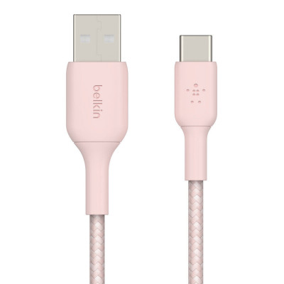 Кабель Belkin Braided+Strap USB - USB-C, 1.5 м Pink (F2CU075-05-C00)_OEM