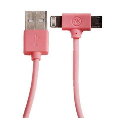 Кабель WK WDC-008 Axe USB - Lightning + micro USB (M/M), 1 м, Pink (6970349287315)