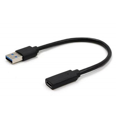 Адаптер Cablexpert USB - USB Type-C V 3.0 (M/F), 0.1 м, чорний (A-USB3-AMCF-01)