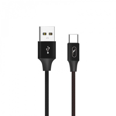 Кабель SkyDolphin S55T Neylon USB - USB Type-C (M/M), 1 м, Black (USB-000436)