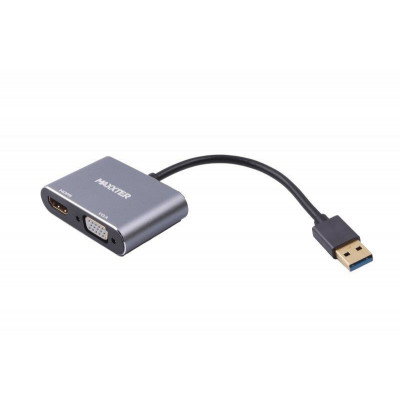 Адаптер-перехідник Maxxter USB - HDMI+VGA (M/F), Grey (V-AM-HDMI-VGA)