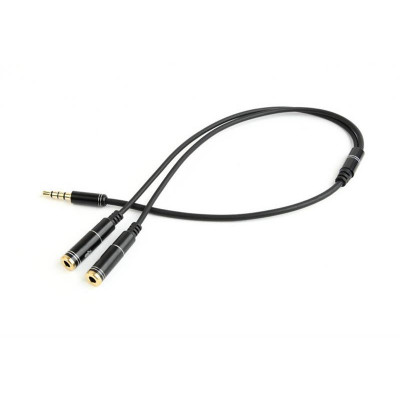 Аудіо-кабель Cablexpert 3.5 мм - 2х3.5 мм (M/F), 0.2 м, чорний (CCA-417M)