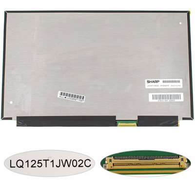 Матриця 12.5 LQ125T1JW02 (2560*1440, 40pin(eDP, IPS), LED, SLIM(без вушок та планок), матова, роз'єм праворуч знизу) для ноутбука