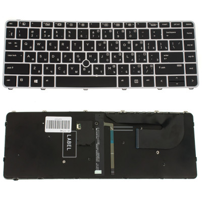 Клавіатура для ноутбука HP (EliteBook: 840 G3) rus,  silver frame, підсвічування клавіш, з джойстиком (оригінал)