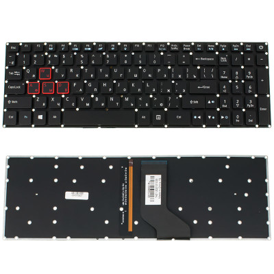 Клавіатура для ноутбука ACER (G3-571, G3-572, PH315-51, PH317-51) rus, black, без фрейма, підсвічування клавіш(оригінал)