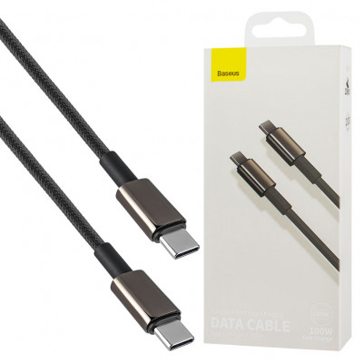 Кабель Baseus Tungsten Gold Fast Charging Data Cable Type-C to Type-C 100W 2m Black (CATWJ-A01)