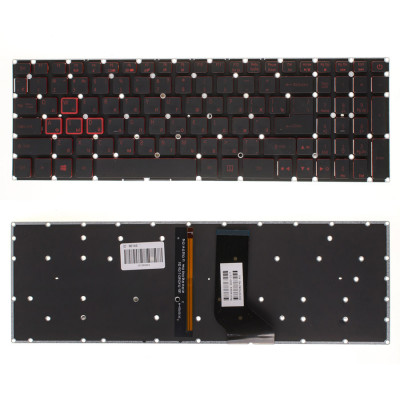 Клавіатура для ноутбука ACER (Nitro: AN515-41) rus, black, без фрейма, підсвічування клавіш