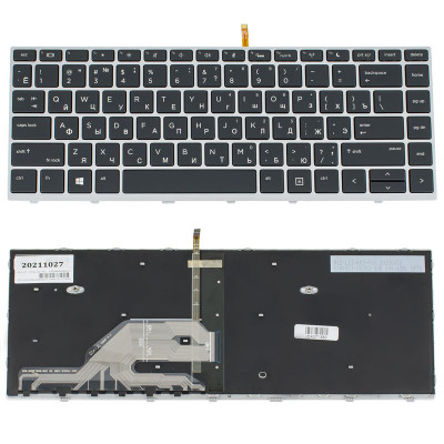 Клавіатура для ноутбука HP (ProBook: 430 G5, 440 G5) rus, black, silver frame, підсвічування клавіш