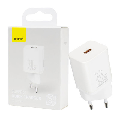 Быстрое зарядное устройство Baseus Super Si Quick Charger 1C 30W EU White (CCSUP-J02) для вашего удобства от allbattery.ua