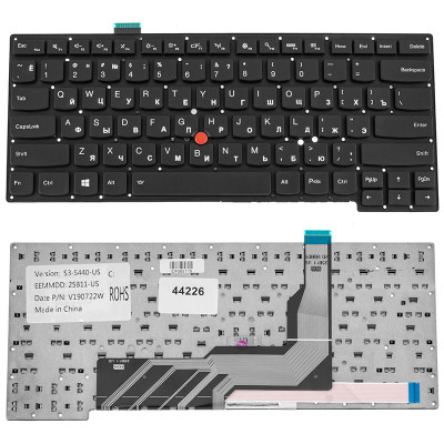 Клавіатура для ноутбука LENOVO (ThinkPad S431, S440 ) rus, black, без фрейма