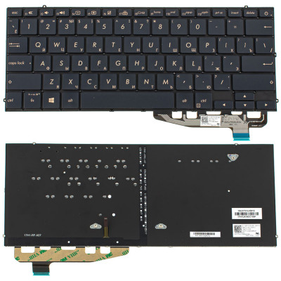 Клавіатура для ноутбука ASUS (UX391 series) rus, blue, без фрейма, підсвічування клавіш