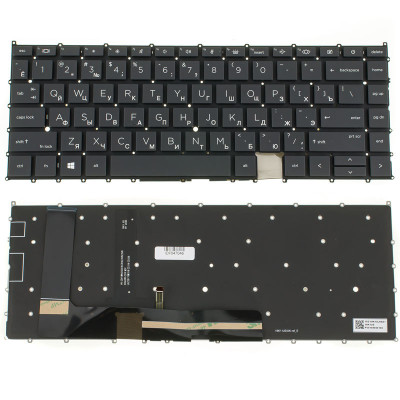 Клавіатура для ноутбука HP (EliteBook X360: 1040 G8) rus, black, без фрейма, підсвічування клавіш