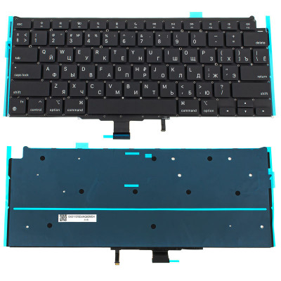 Клавіатура для ноутбука APPLE (MacBook Air: A2337 (2020-2021)) rus, black, підсвічування клавіш, SMALL Enter (ОРИГІНАЛ)
