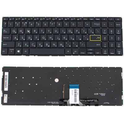 Клавіатура для ноутбука ASUS (X521 series) rus, black, без фрейма, підсвічування клавіш