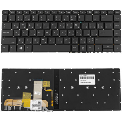 Короткий H1 заголовок: Черная русская клавиатура для ноутбука HP EliteBook X360 1040 G5 G6 - оригинал, без фрейма, с подсветкой клавиш.