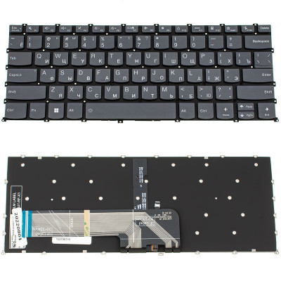 Клавіатура для ноутбука LENOVO (IdeaPad: 5-14 series), rus, onyx black, без кадру, підсвічування клавіш