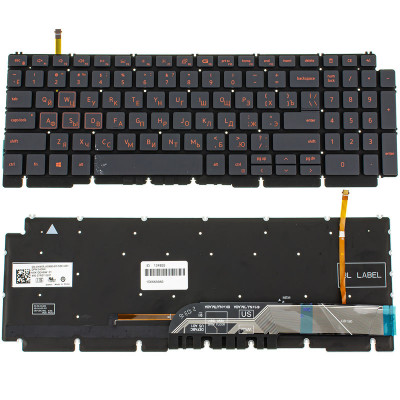 УЦІНКА! Клавіатура для ноутбука DELL (G15: 5510, 5515), rus, black, без кадру, підсвічування клавіш RED (оригінал)