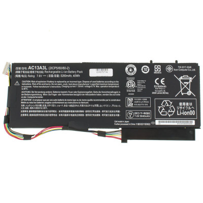 УЦИНКА! Лом корпуса: оригинальная батарея для ноутбука ACER AC13A3L (Aspire: P3-131 series, TM: X313-M series) 7.6V 5280mAh 40Wh, Black