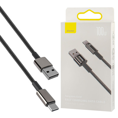 Кабель Baseus Tungsten Gold Fast Charging Data Cable USB to Type-C 100W 1m Black (CAWJ000001)