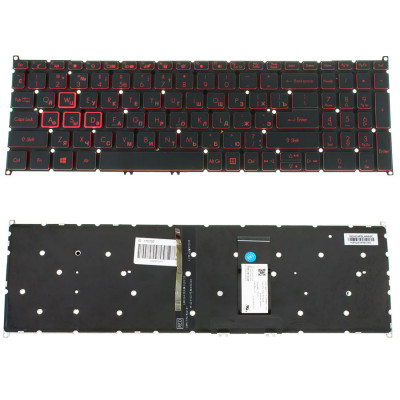Клавіатура для ноутбука ACER (AS: SP515-51) rus, black, без кадру, підсвічування клавіш (RED)