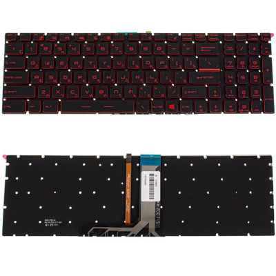 Клавіатура для ноутбука MSI (GV62, GT62) rus, black, без кадру, підсвічування клавіш (RED)
