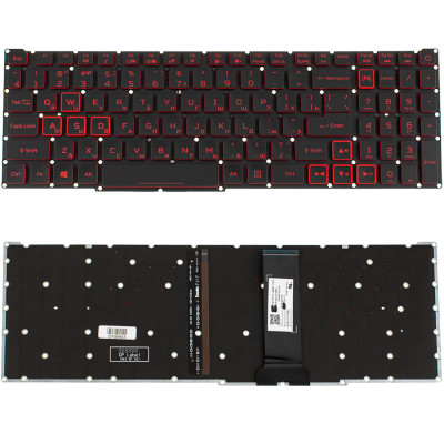 Клавіатура для ноутбука ACER (Nitro: AN515-54) rus, black, без фрейма, підсвічування клавіш(RED) (оригінал)