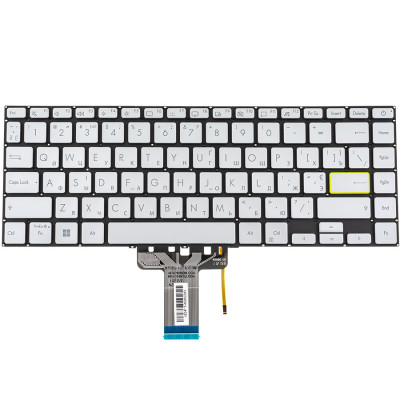 Оригинальная клавиатура для ноутбука ASUS X421 (серия), с подсветкой и без рамки, цвет: серебро (Украинский)