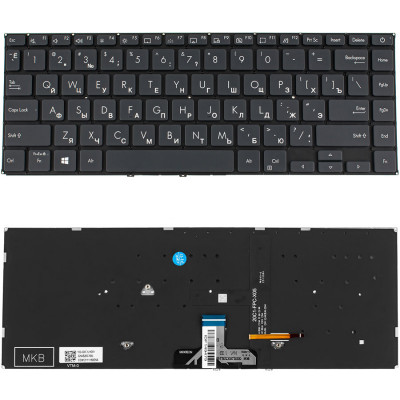Клавіатура для ноутбука ASUS (X435 series) rus, black, без фрейму, подсветка клавиш