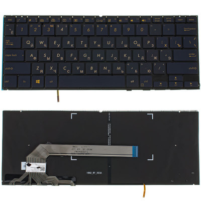 Клавиатура для ноутбука ASUS (UX370 series), русская раскладка, синего цвета, без рамки, с подсветкой клавиш – в магазине allbattery.ua